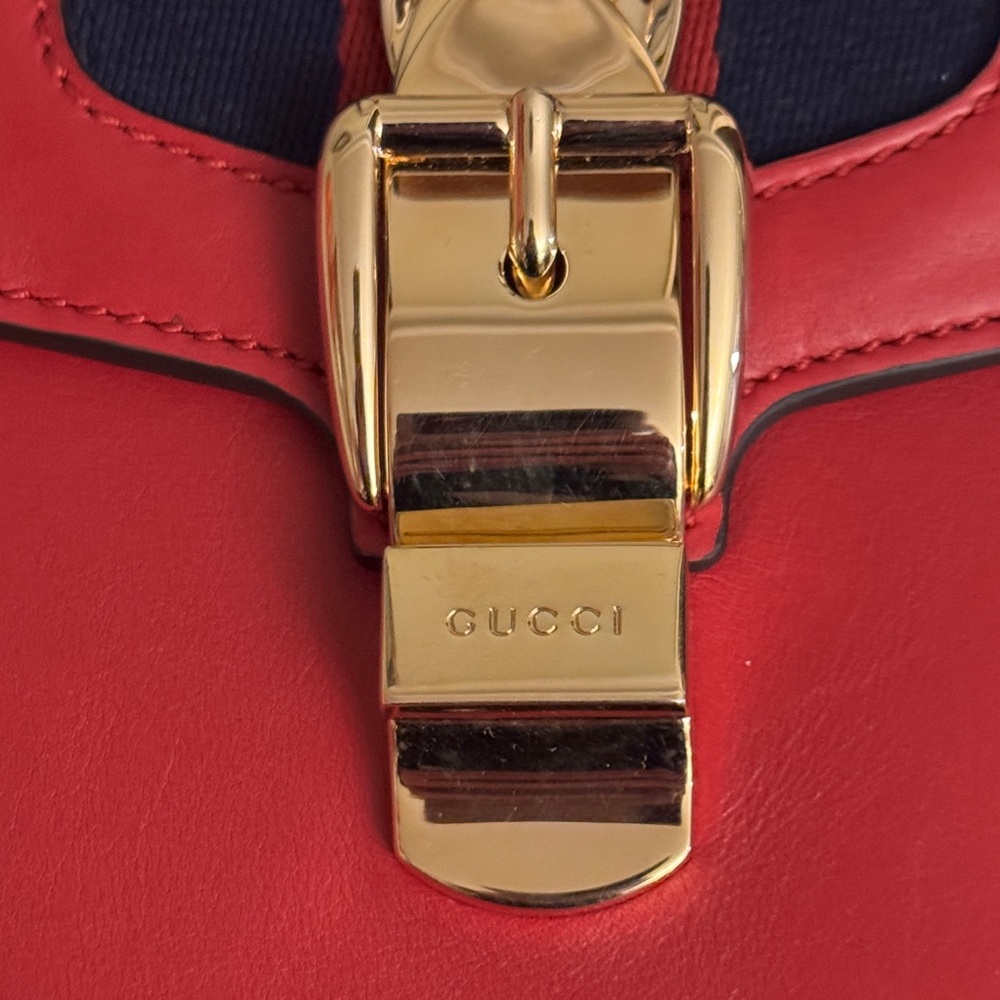 Gucci Red Sylvie Chained XL Maxi Envelope Clutch Bag Gold Portfolio Clutch - Picture 3 of 8